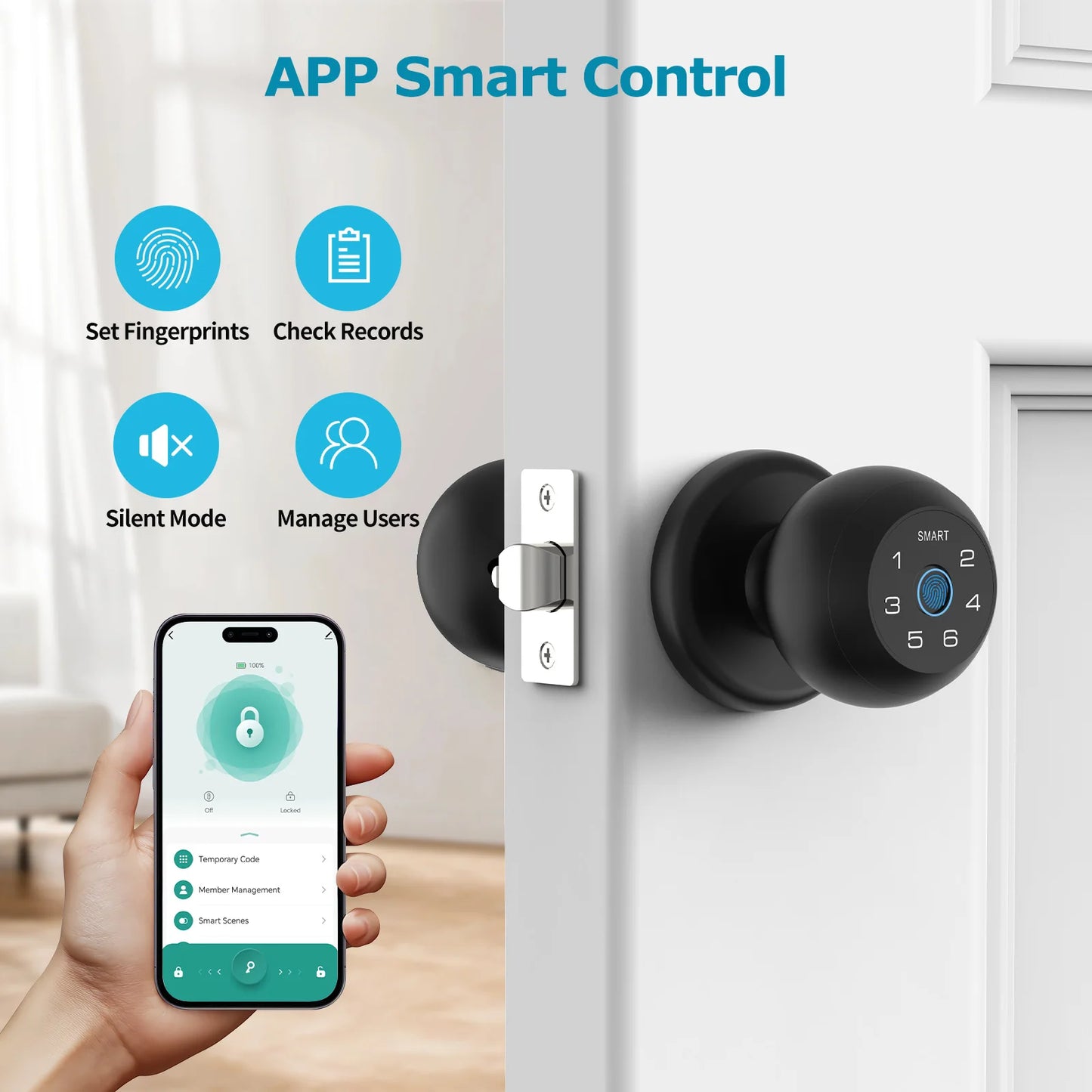 Viladepot Ball Shaped Smart Lock With Fingerprint App Control