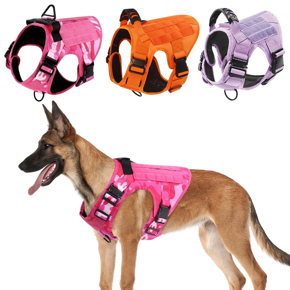 Military Camouflage Nylon Dog Harness Adjustable Training Vest