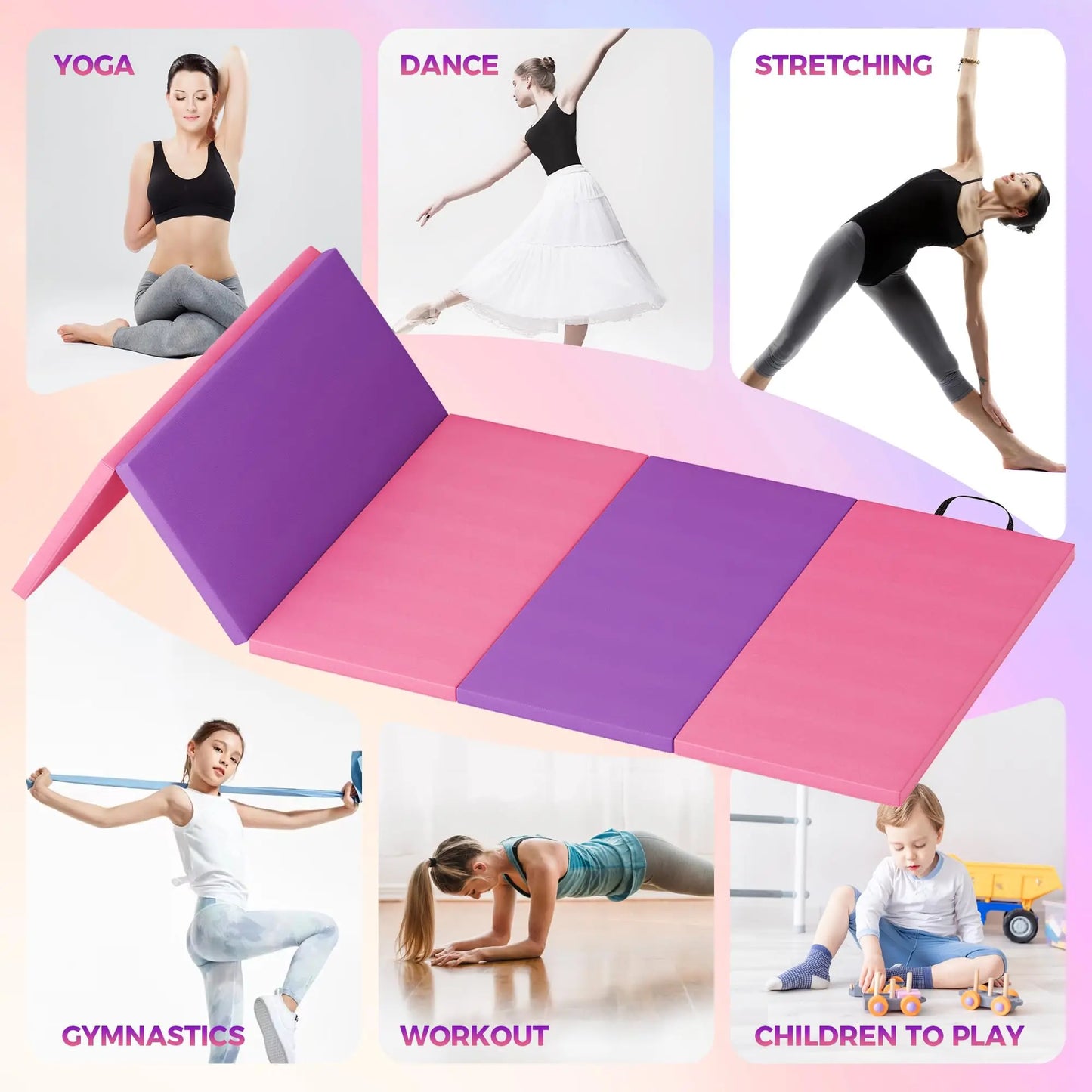 HiMISS Gymnastics Mat Tumbling Mats Home Exercise Thick EPE Foam