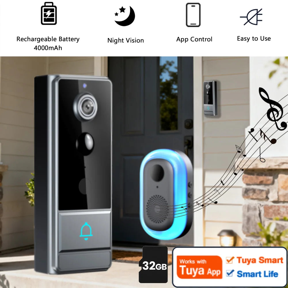 Smart Video Doorbell With PIR Motion Sensor And Night Vision