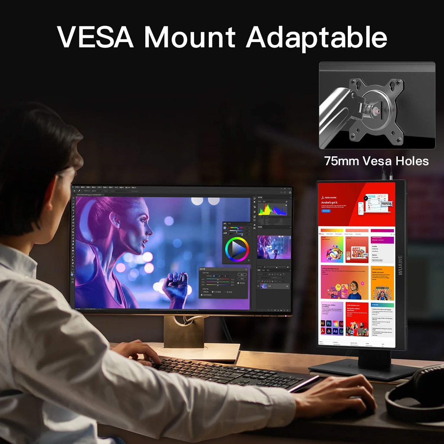 WUAWEB Portable Monitor 1080p USB C HDMI HDR External Screen