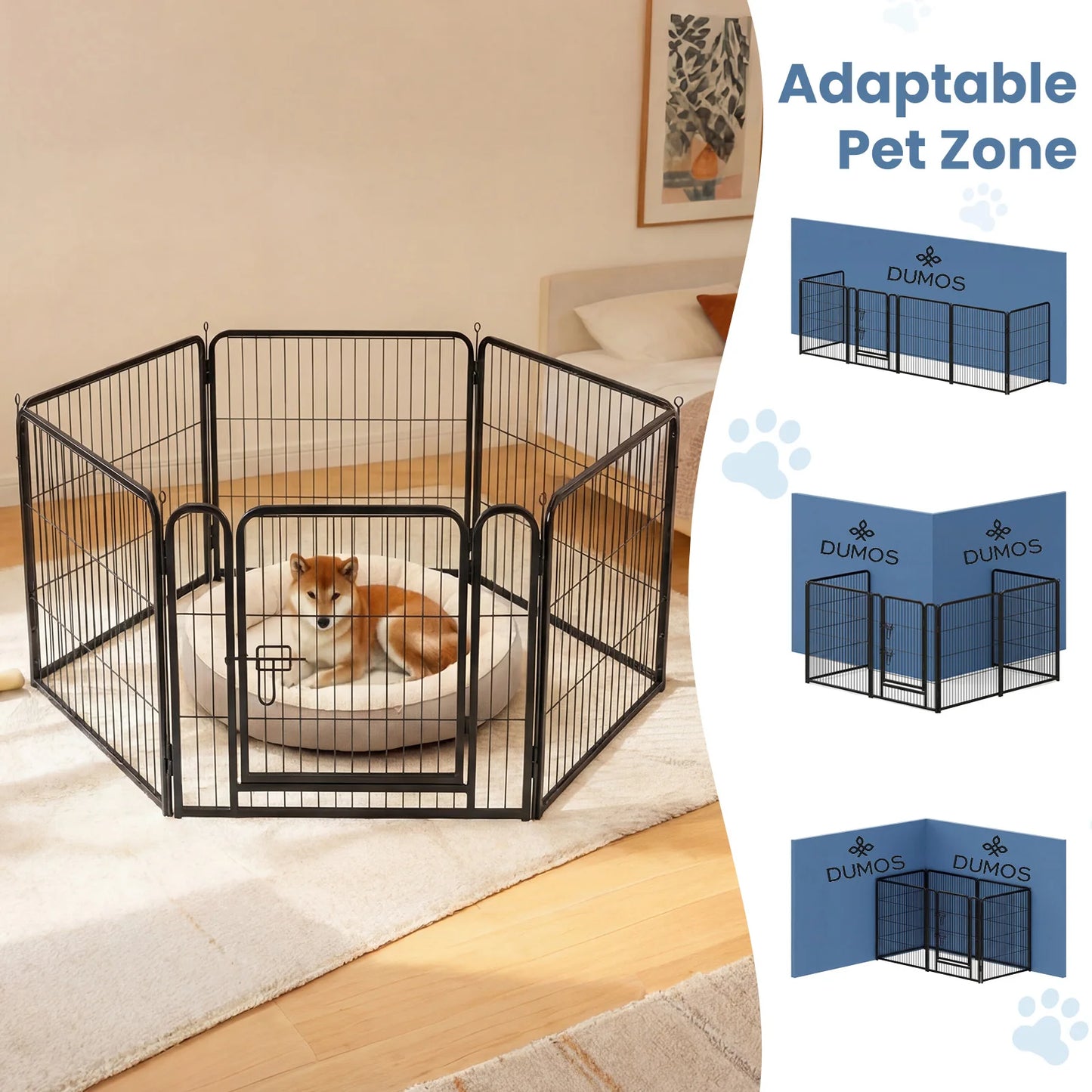 JHK Six Panel Foldable Metal Dog Playpen For Outdoor Use