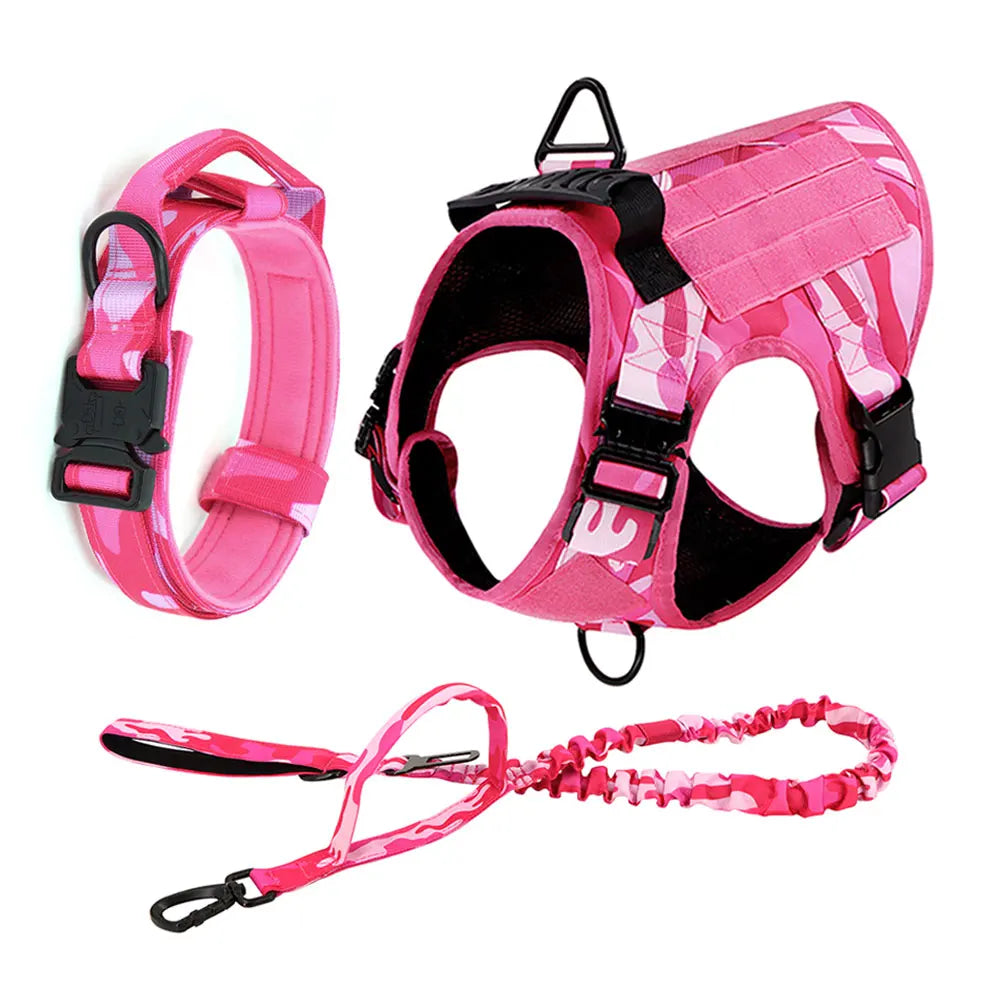 Military Camouflage Nylon Dog Harness Adjustable Training Vest