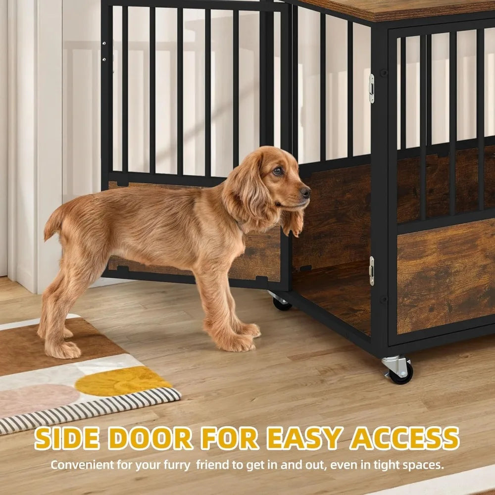 DAFIFY Dog Crate Furniture With Wheels End Table Kennel