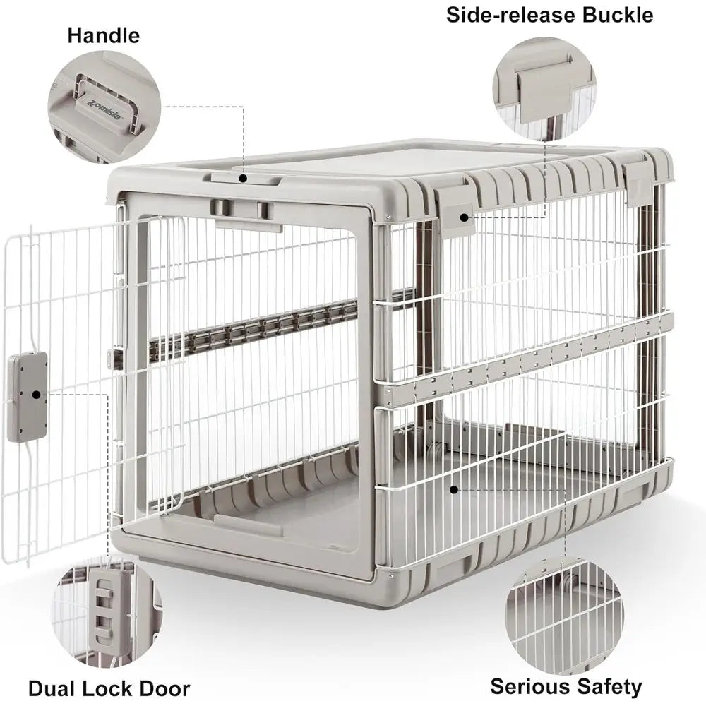 Collapsible Heavy Duty Dog Crate For Large Dogs No Tools