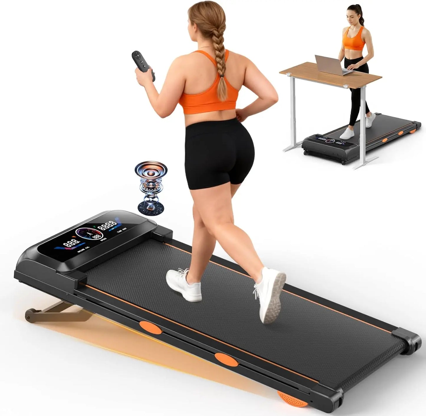 3.5HP Walking Pad Treadmill With Auto Incline And RGB Screen