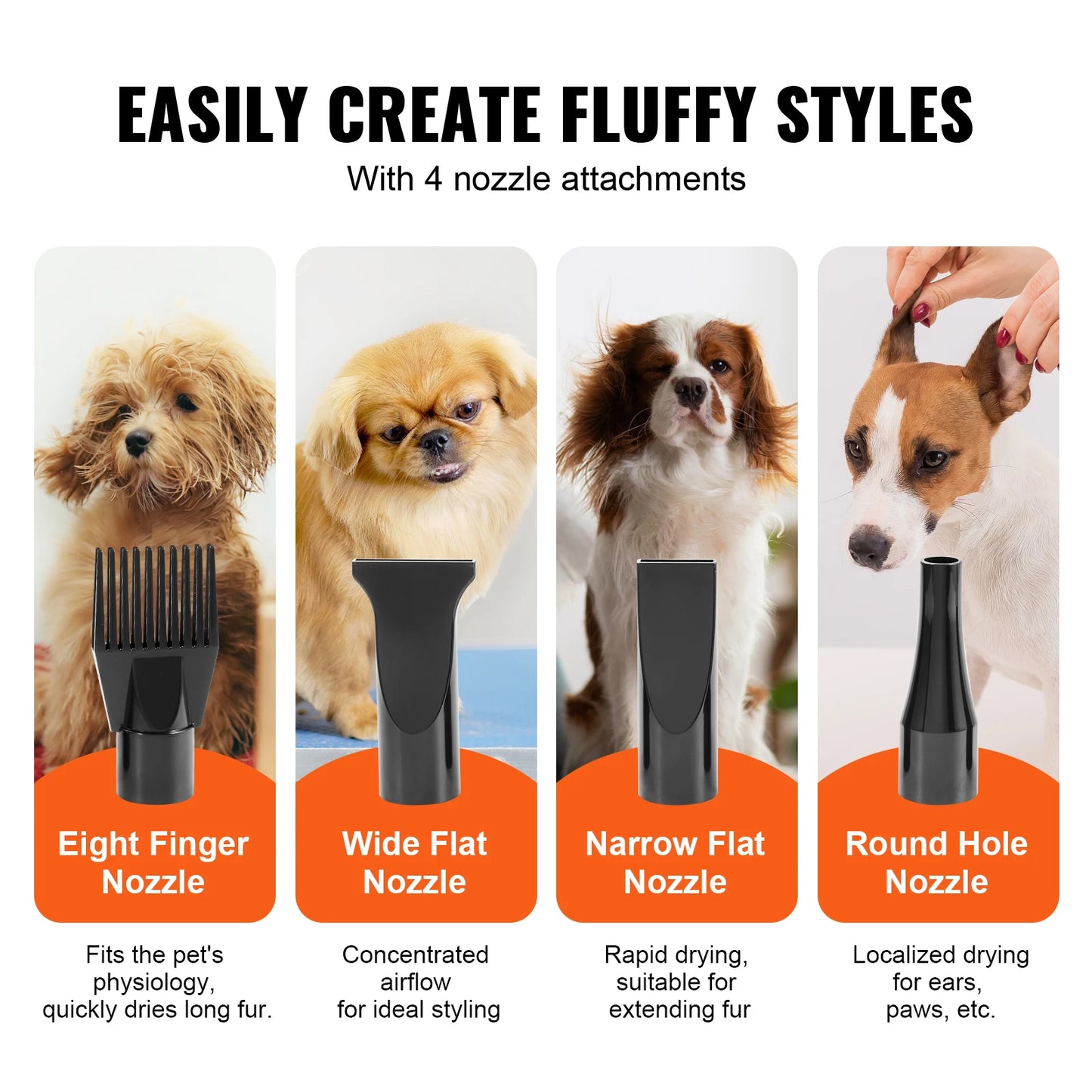 SucceBuy 2000W Dog Blow Dryer With Adjustable Speed Temperature Extendable Hose