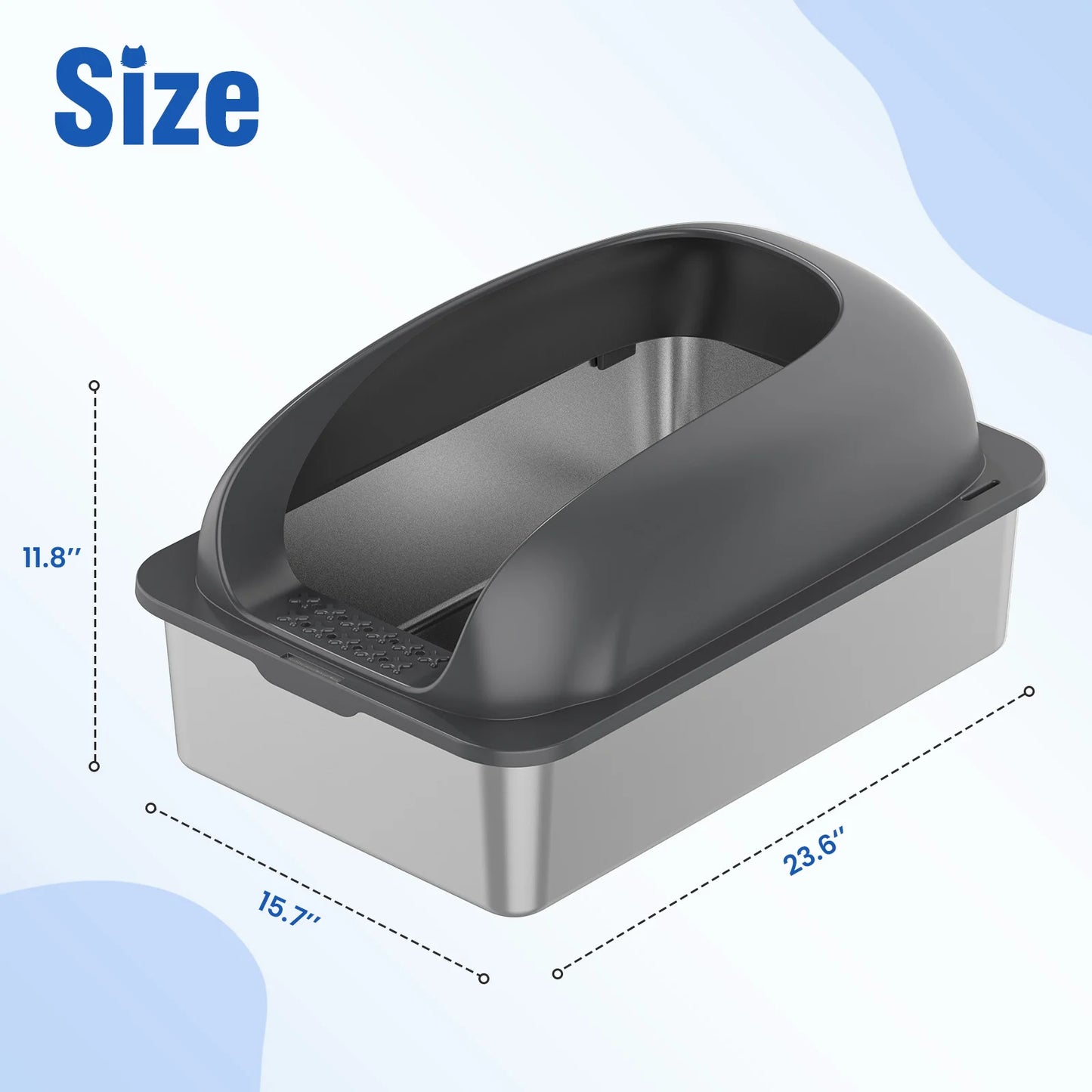 Stainless Steel Cat Litter Box With Lid Anti Leakage Mat