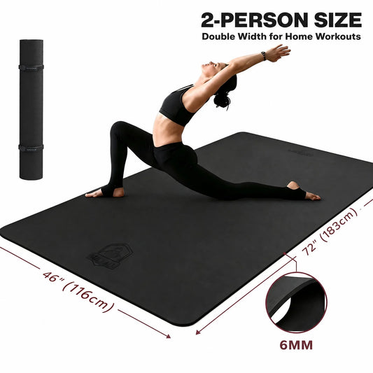HAPBEAR Extra Large Yoga Mat,48×72 Inch 6mm/8mm Thick TPE Mat,Double-Sided Non-Slip Extra Wide Fitness Mat,Portable Exercise Mat with Storage Bag & Straps for Yoga Pilates Home Gym Full-Body Workouts