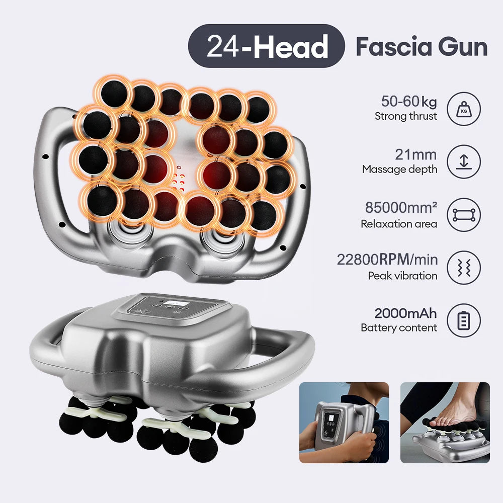 Foreverlily 24 Head Fascia Gun 9 Modes Body Massager