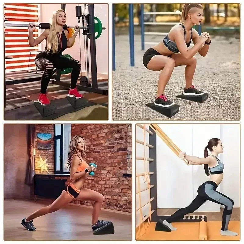 Yoga Wedge Stretch Slant Boards With Adjustable Bricks