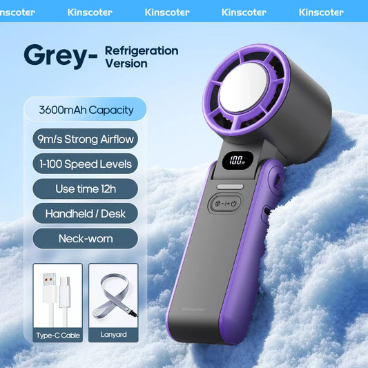 Kinscoter Outdoor Foldable Handheld Fan USB Rechargeable 3600mAh