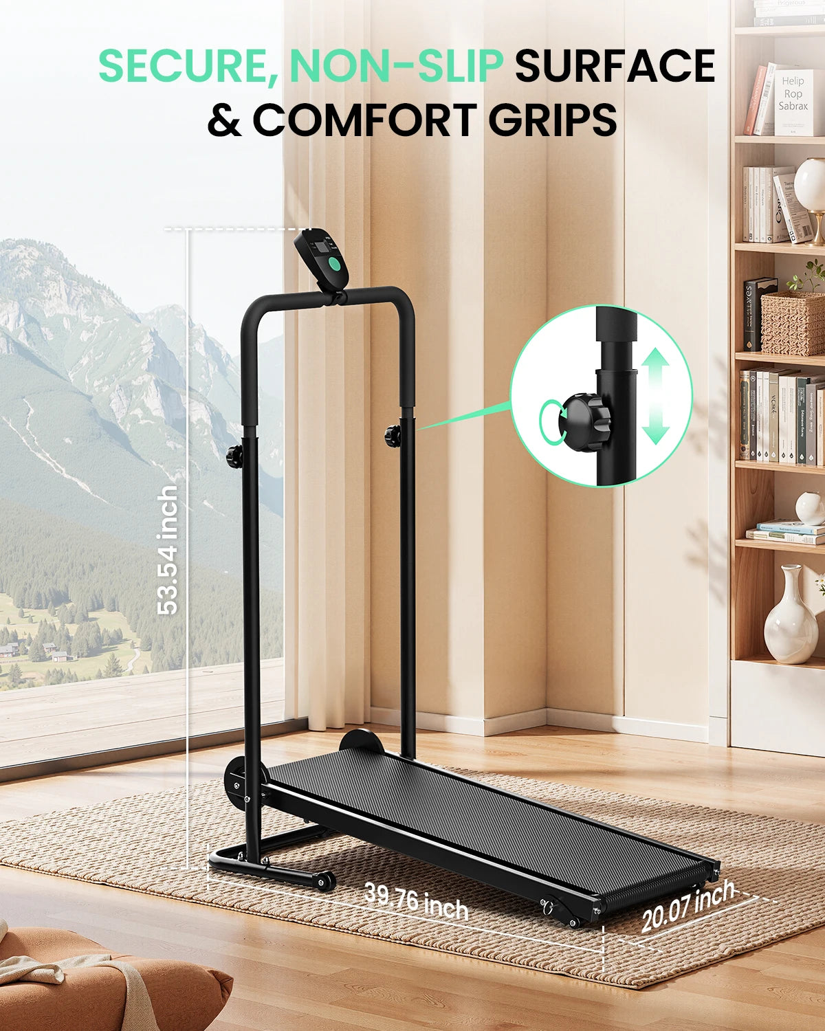 Motorless Treadmill With Dual Flywheels And LCD Monitor