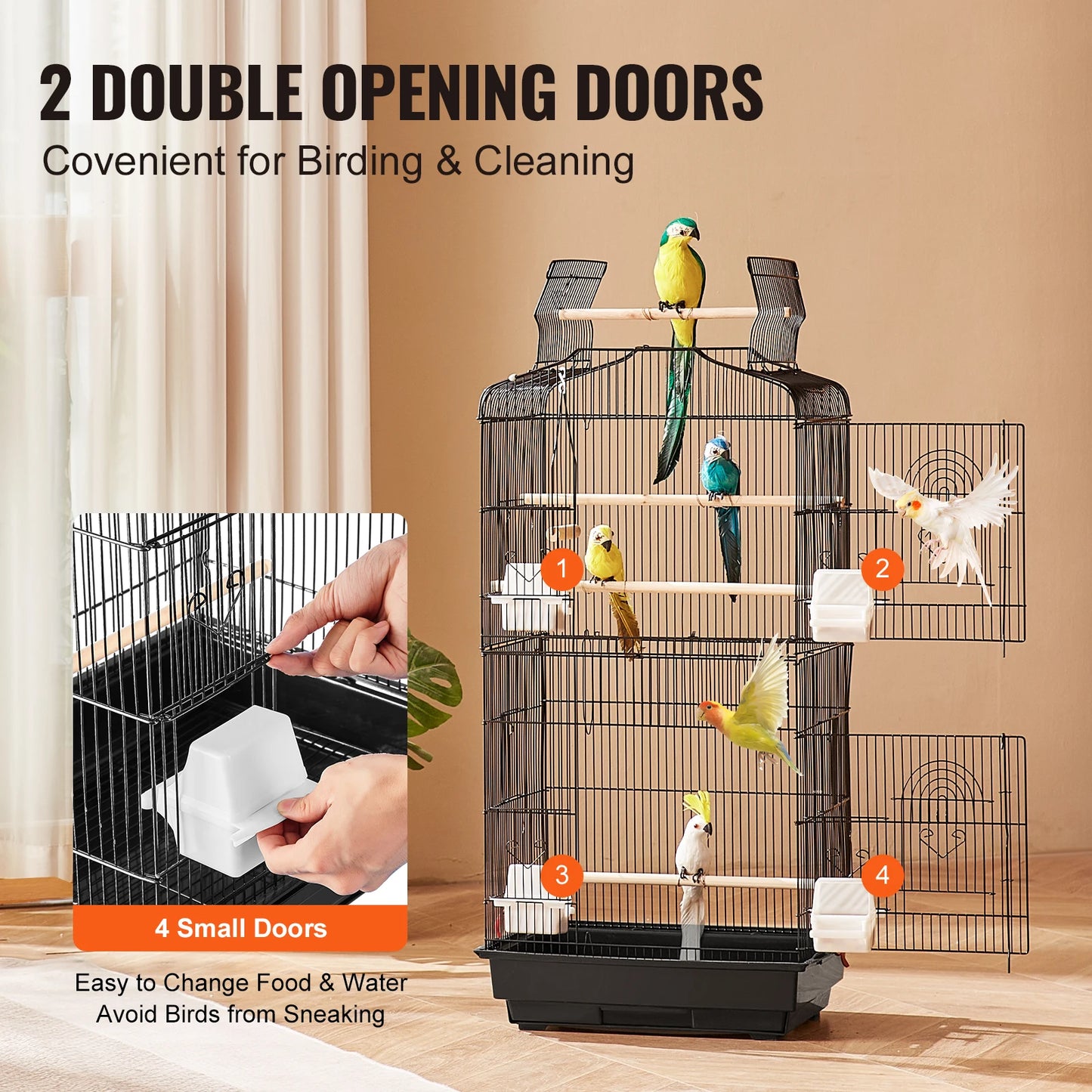 Open Top Parrot Cage Hanging Bird Cage For Travel Pet