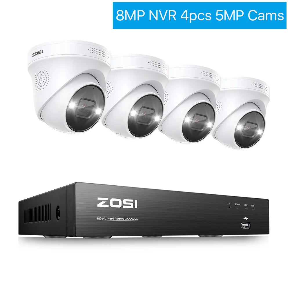 ZOSICTV Security System 4K POE NVR Kit With AI Detection