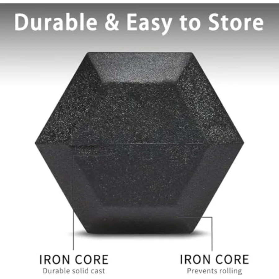 Premium Rubber Hex Dumbbell Set With Rack For Home Gym