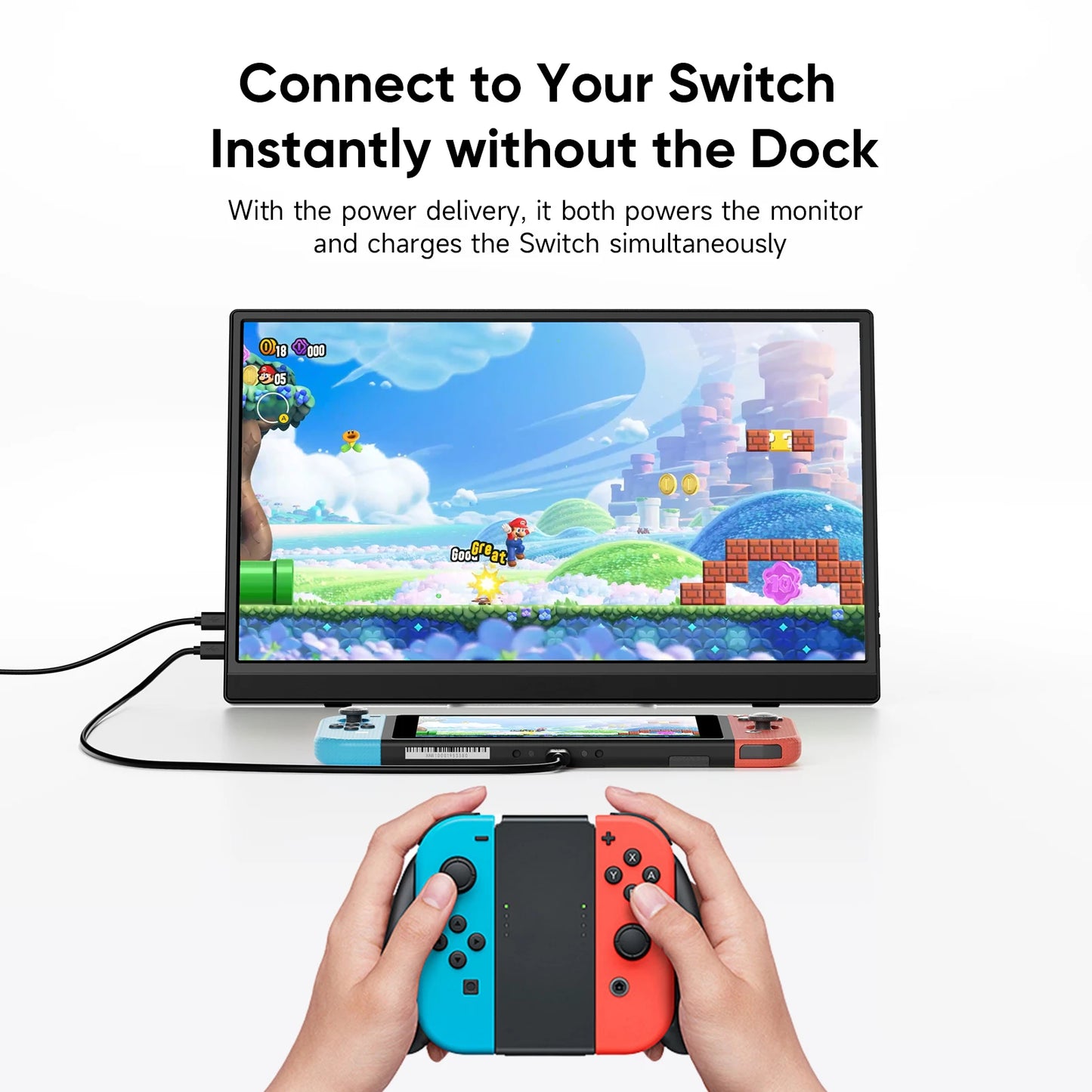 Dopesplay Portable Monitor FHD IPS External Display Plug and Play