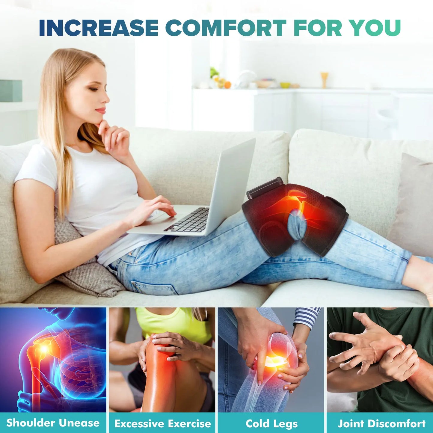 Electric Heating Knee Protection Massage Device With Vibration