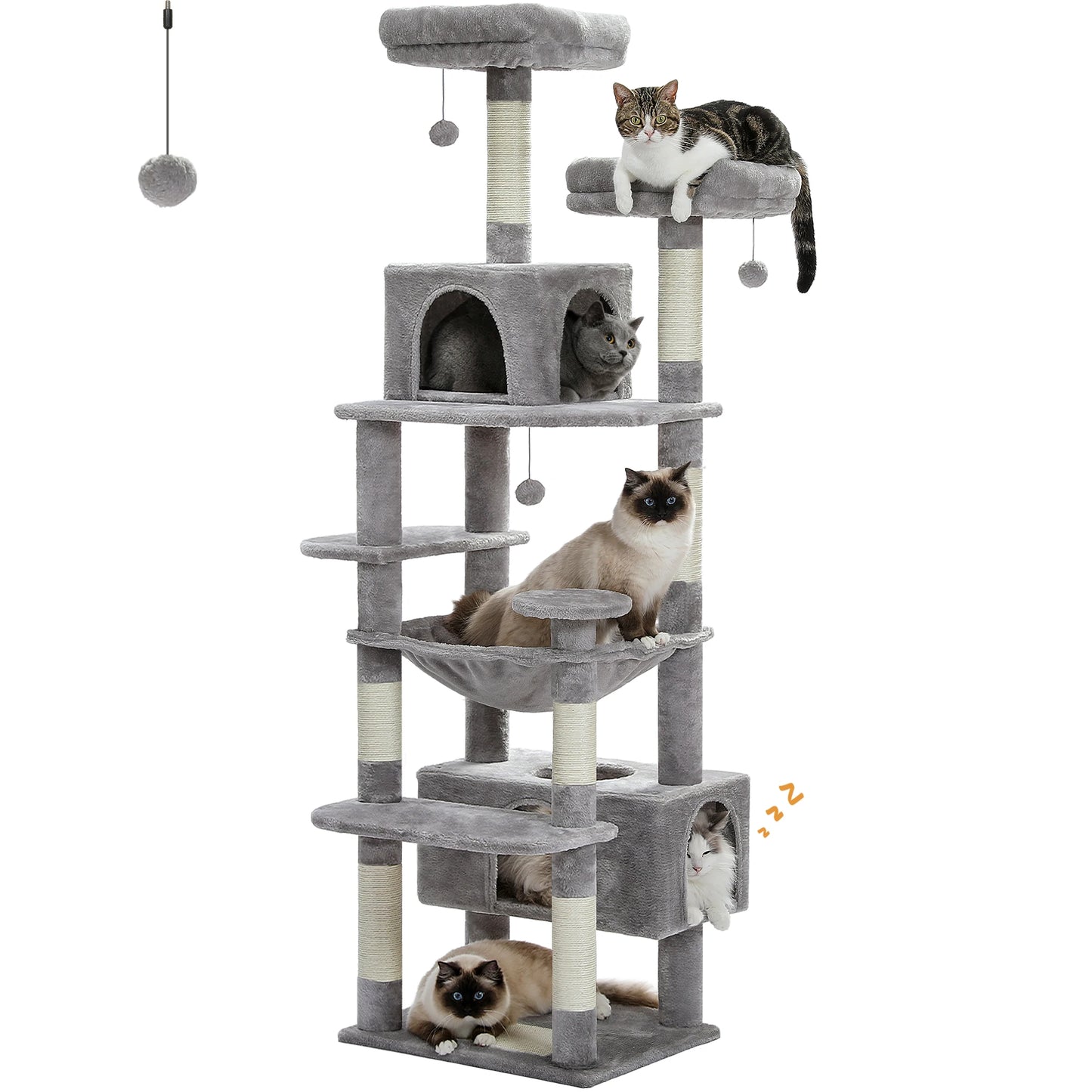 PEQULTI Multi Level Cat Tree With Scratching Posts And Hammock