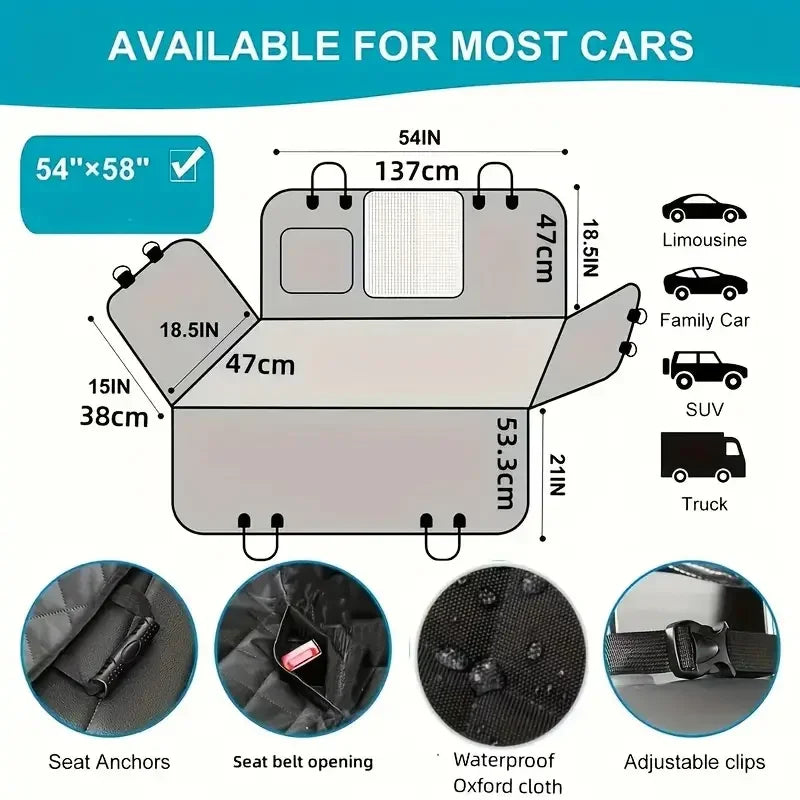 Dog Car Seat Cover Hammock Waterproof Nonslip Back Seat Protector