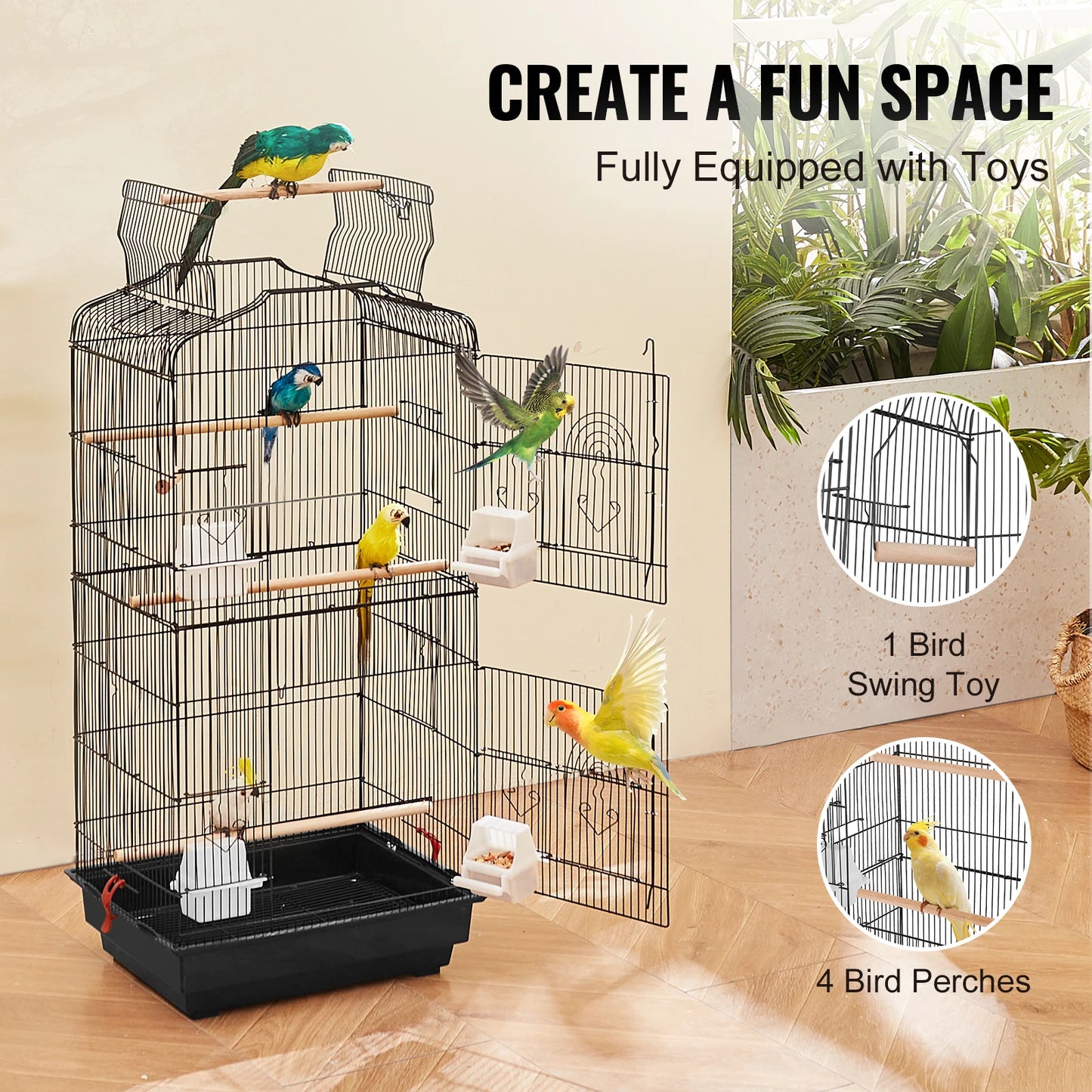 Open Top Parrot Cage Hanging Bird Cage For Travel Pet