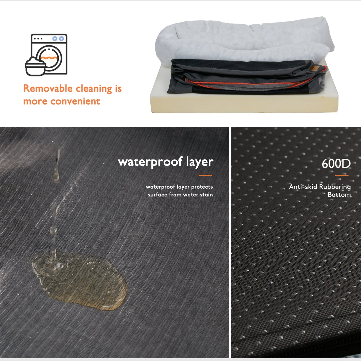 BINGOPAW Soft Dog Bed With Waterproof Removable Cover For Pets