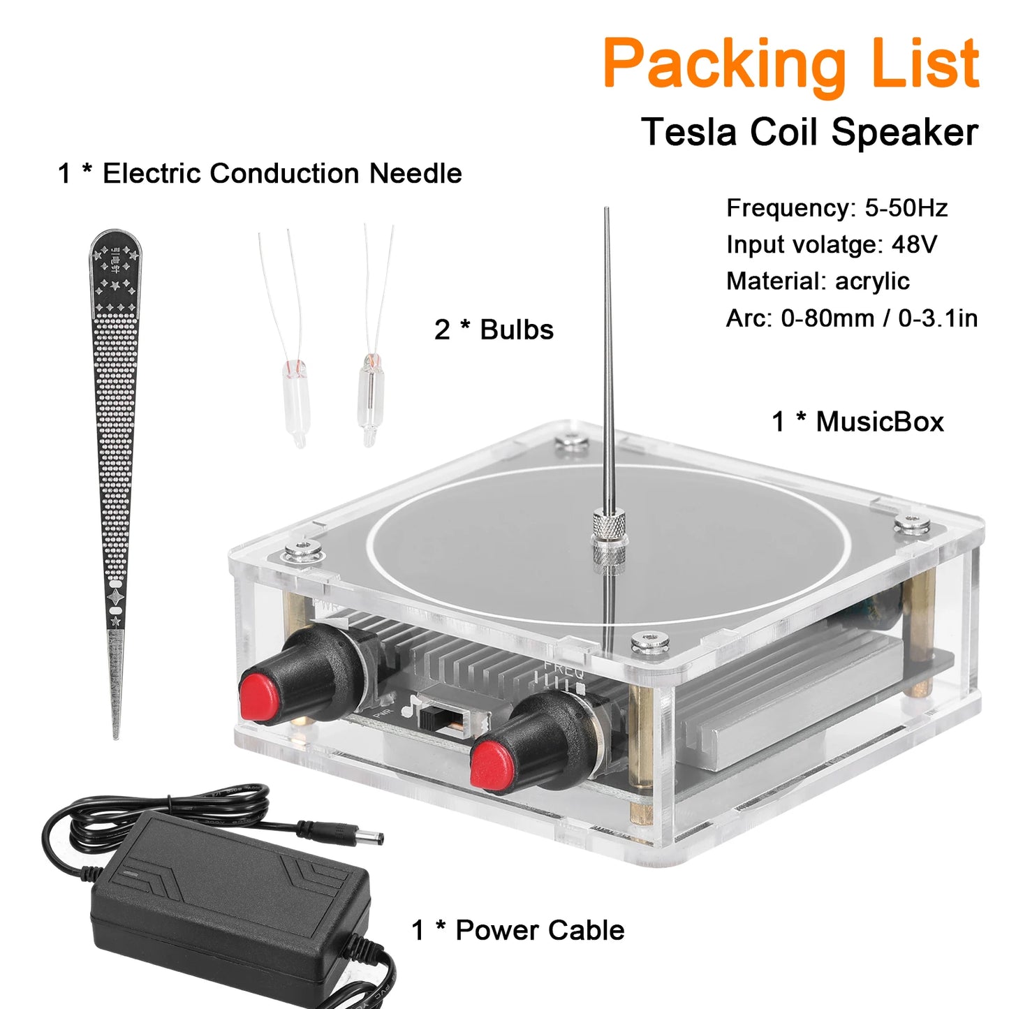 Portable Handheld Tesla Coil Speaker Bluetooth Artificial Lightning Generator