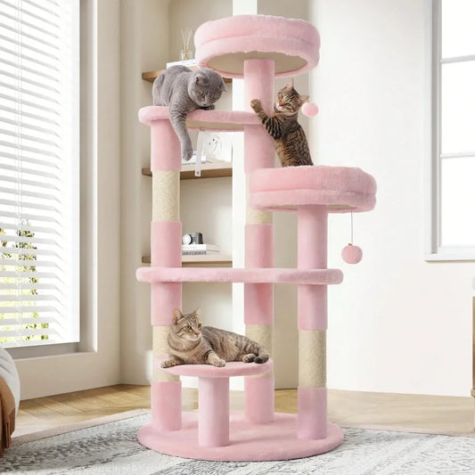 XMSJ Indoor Cat Tree With Plush Perches And Sisal Posts