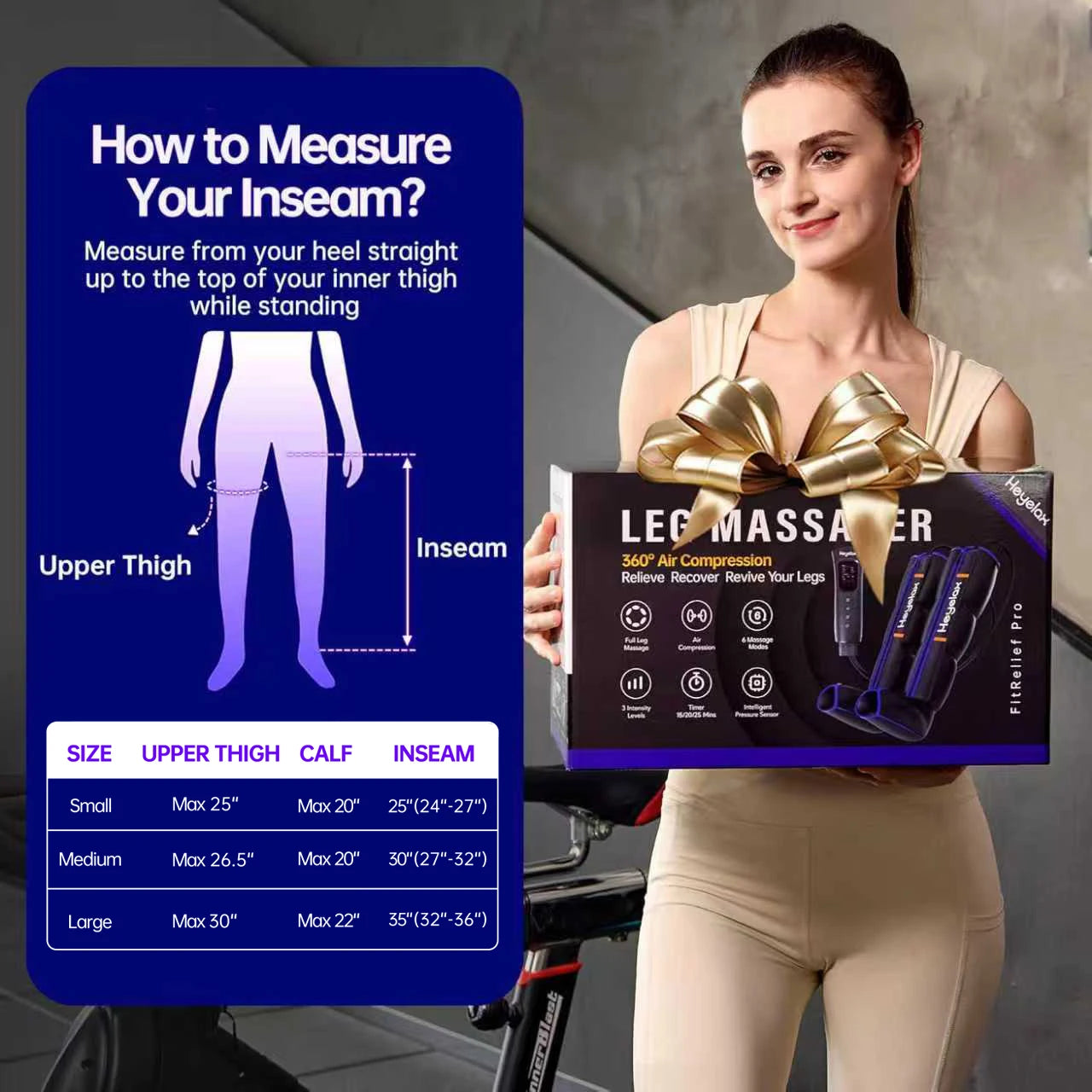 Heyelax Leg Compression Massager With 6 Modes And Intensities