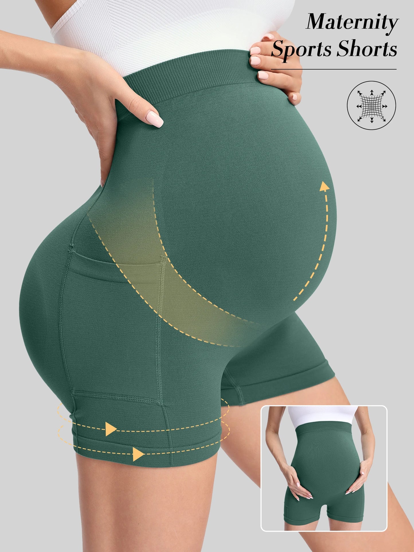 Maternity Yoga Shorts With High Waist Support And Pockets