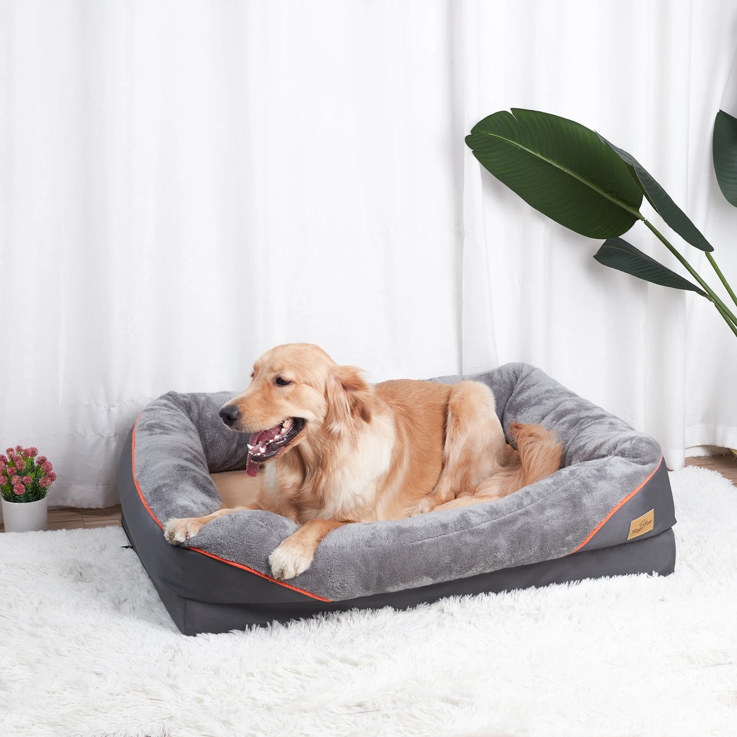 BINGOPAW Soft Dog Bed With Waterproof Removable Cover For Pets