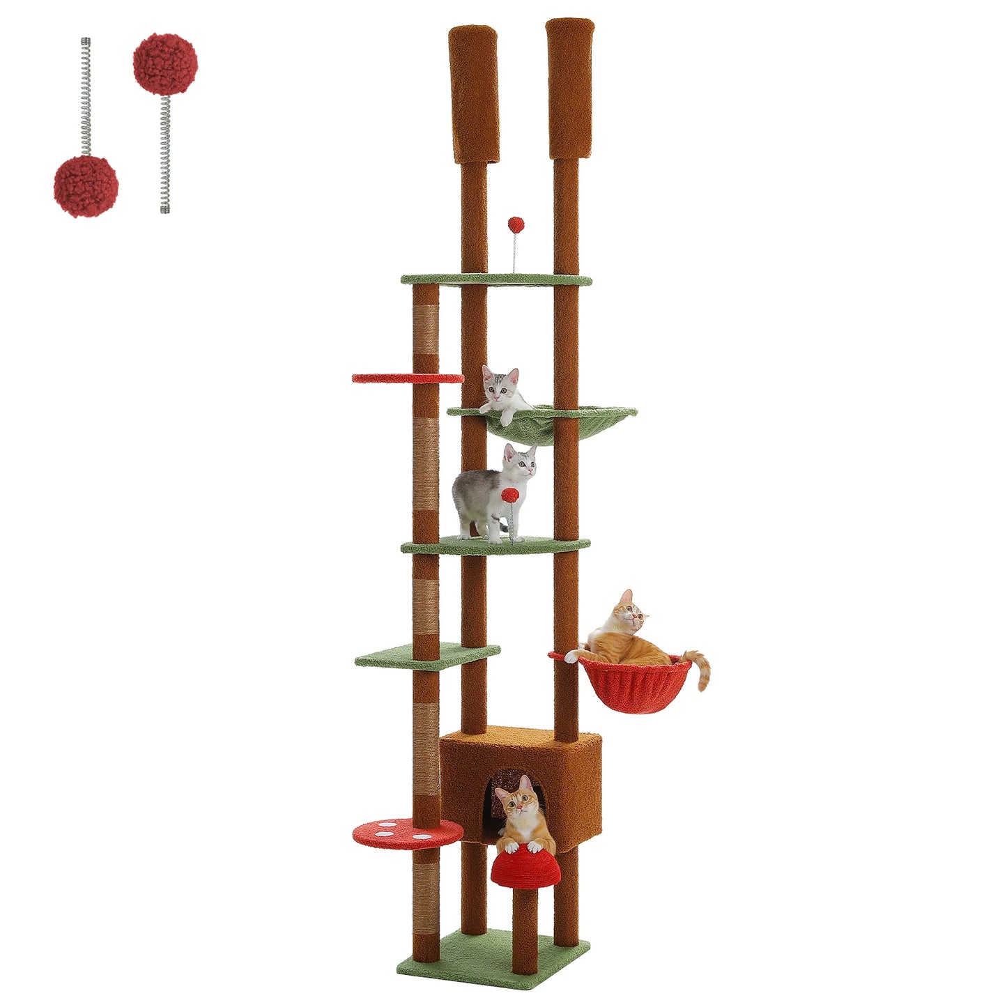 PAWZ Road Height Adjustable Cat Tree With Hammock Sisal Posts