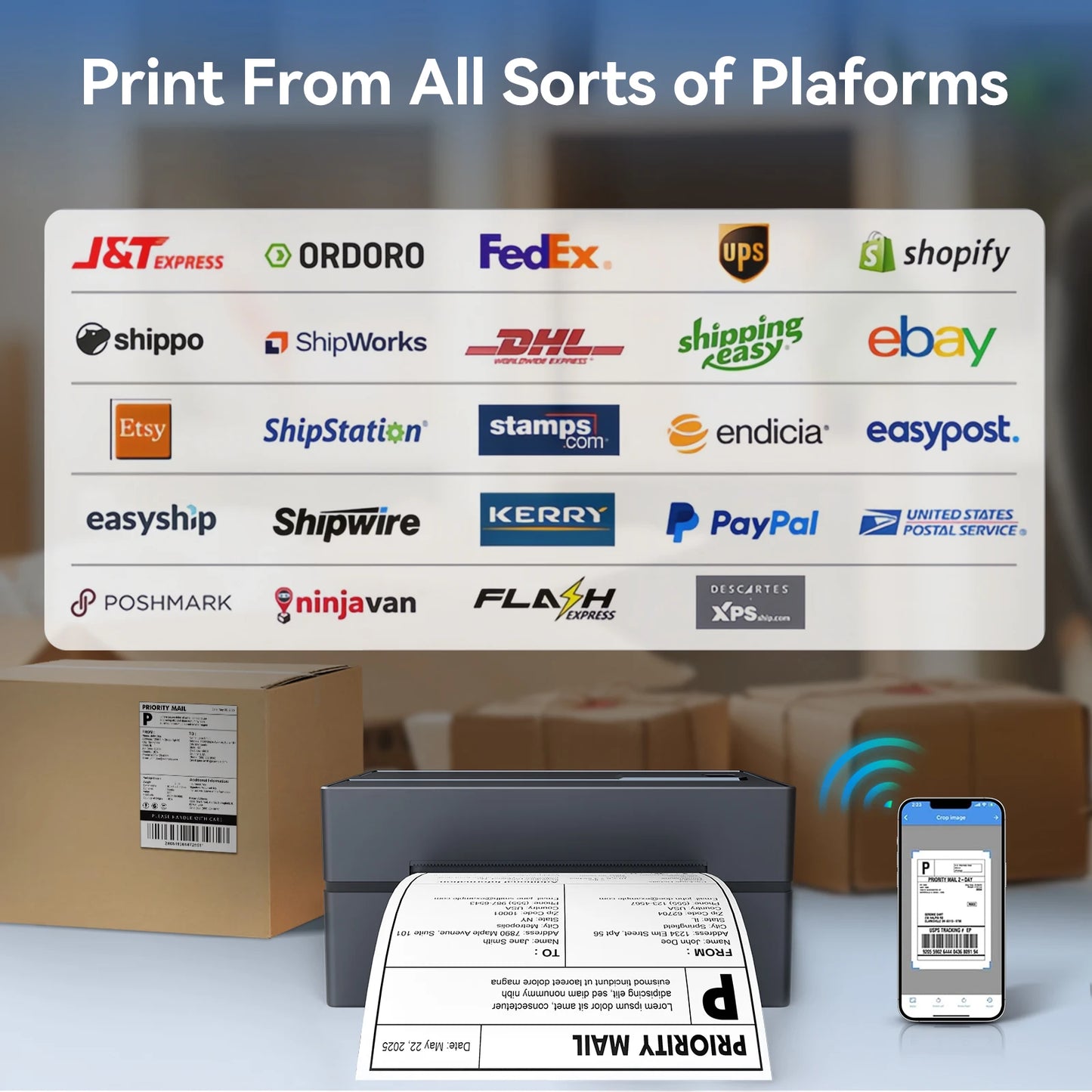 TakeYou Thermal Label Printer Portable No Ink Required 203DPI Bluetooth USB
