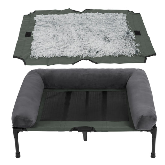 Elevated Outdoor Dog Bed for Large Dogs – Cooling Raised Cot with Bolster & Mesh