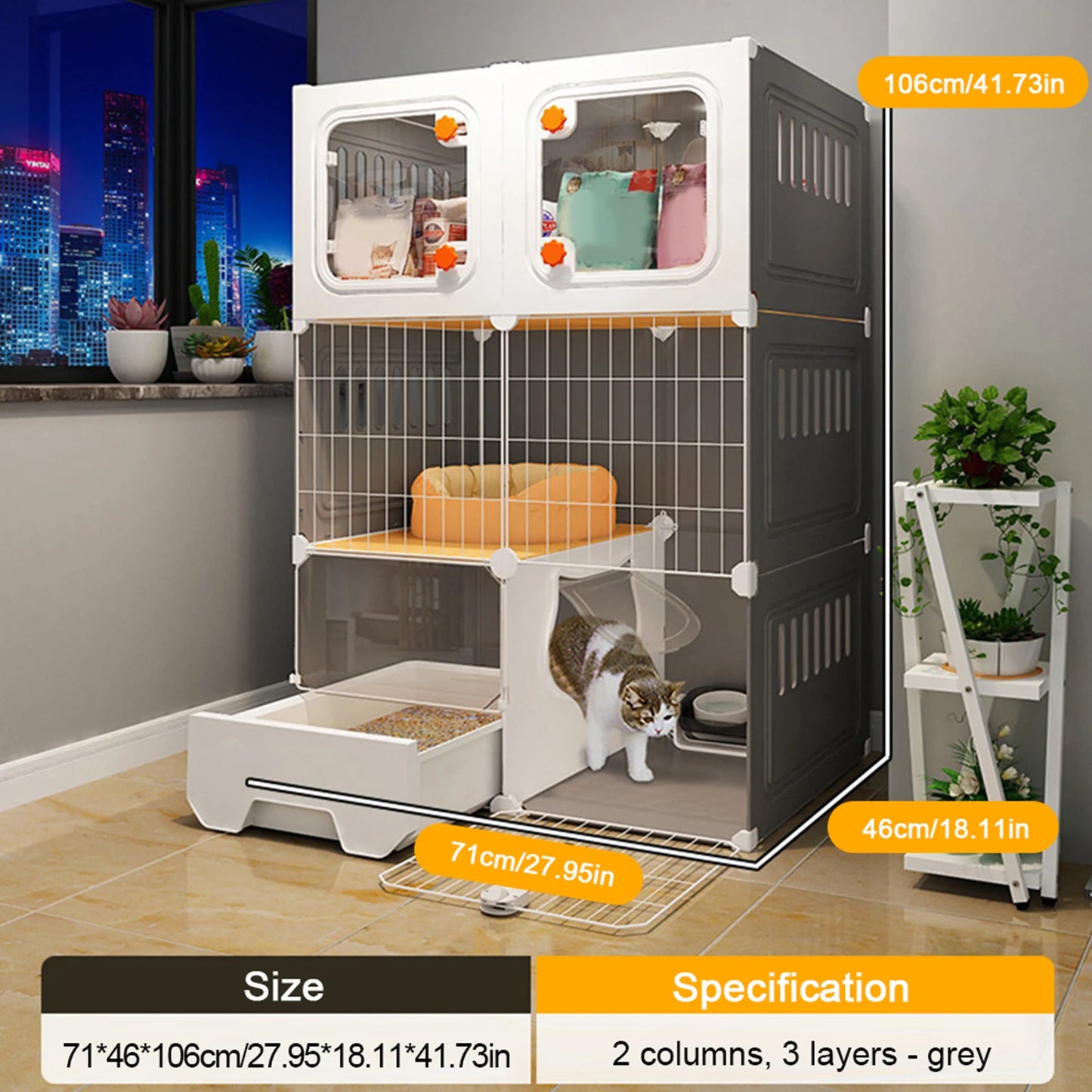 Indoor Metal Wire Cat Cage Enclosure With Storage Cube Bed