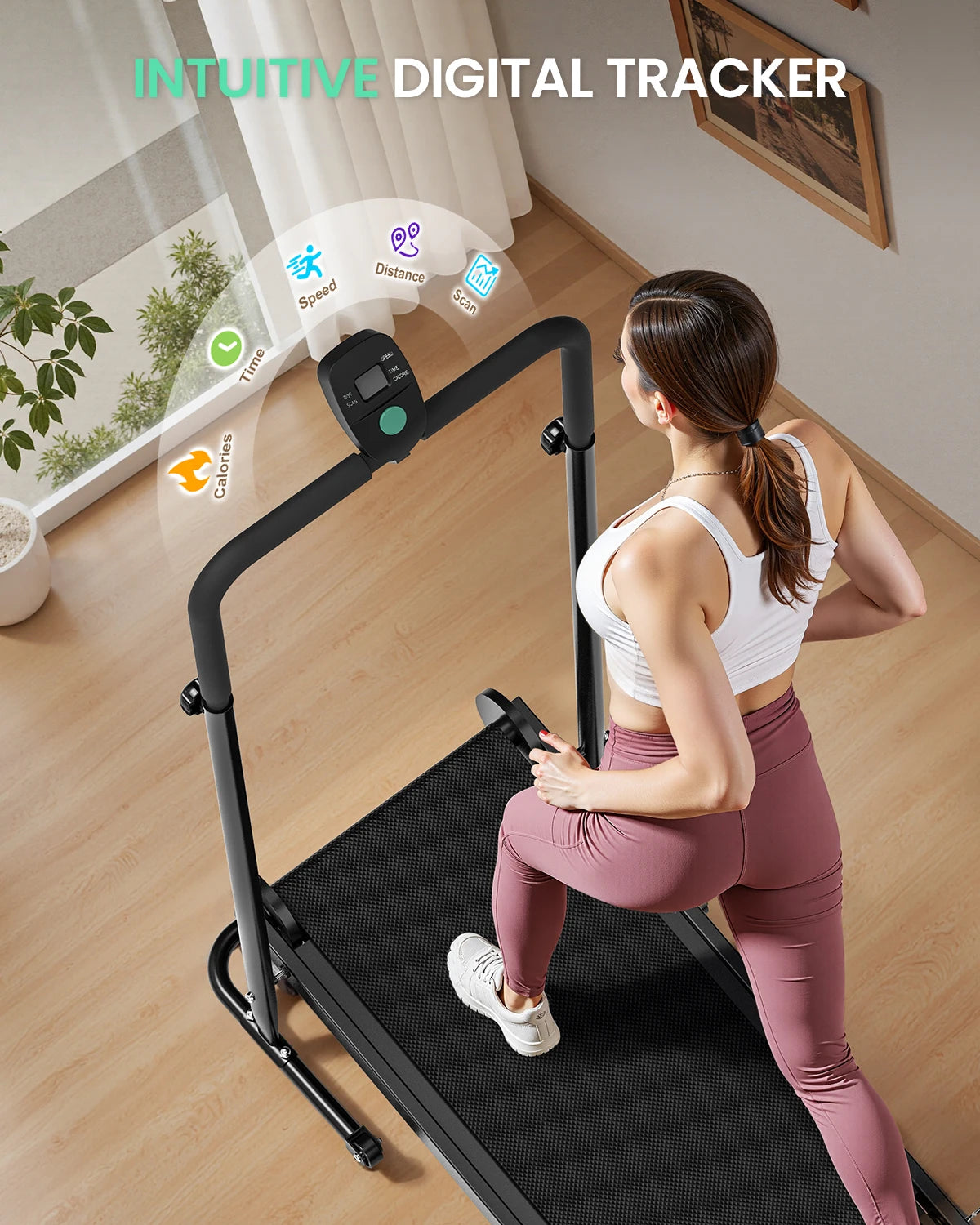Motorless Treadmill With Dual Flywheels And LCD Monitor