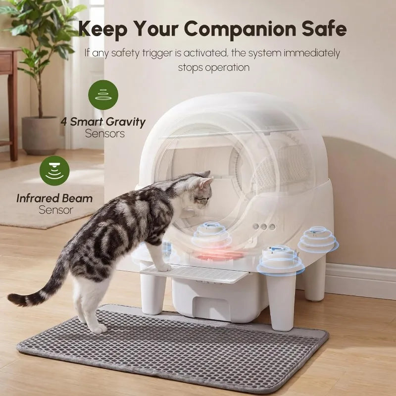 Automatic Self-Cleaning Litter Box With App Control For Multiple Cats