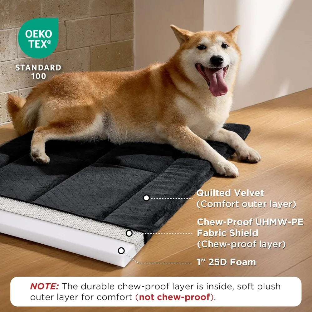 DAFIFY Chew Resistant Dog Bed For Chewers Durable Crate Pad