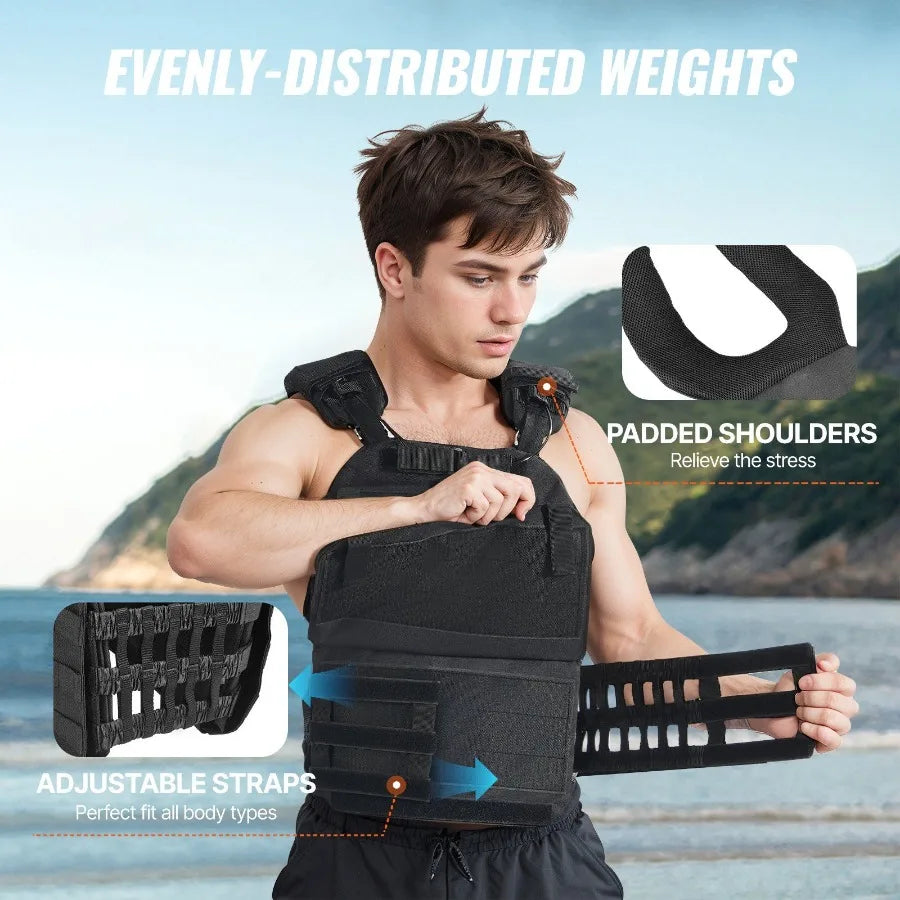 Adjustable Weighted Vest For Fitness And Training Unisex