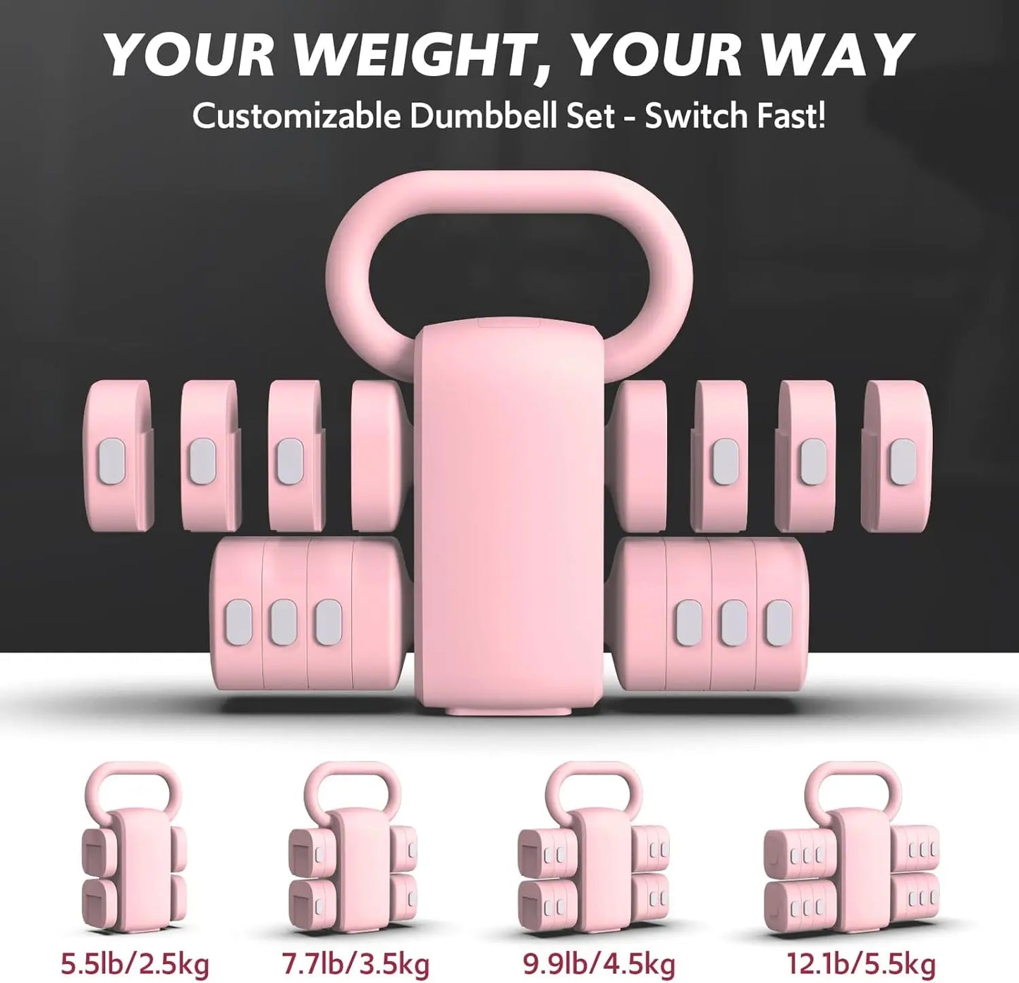 Adjustable Dumbbell Set 4-In-1 For Home Gym And Outdoor Training