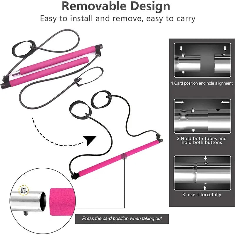None Multifunctional Pilates Bar With Resistance Bands