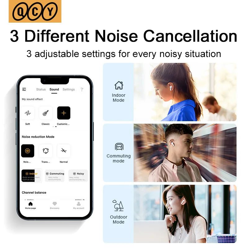 QCY HT05 ANC Wireless Earphones With 40dB Noise Cancellation
