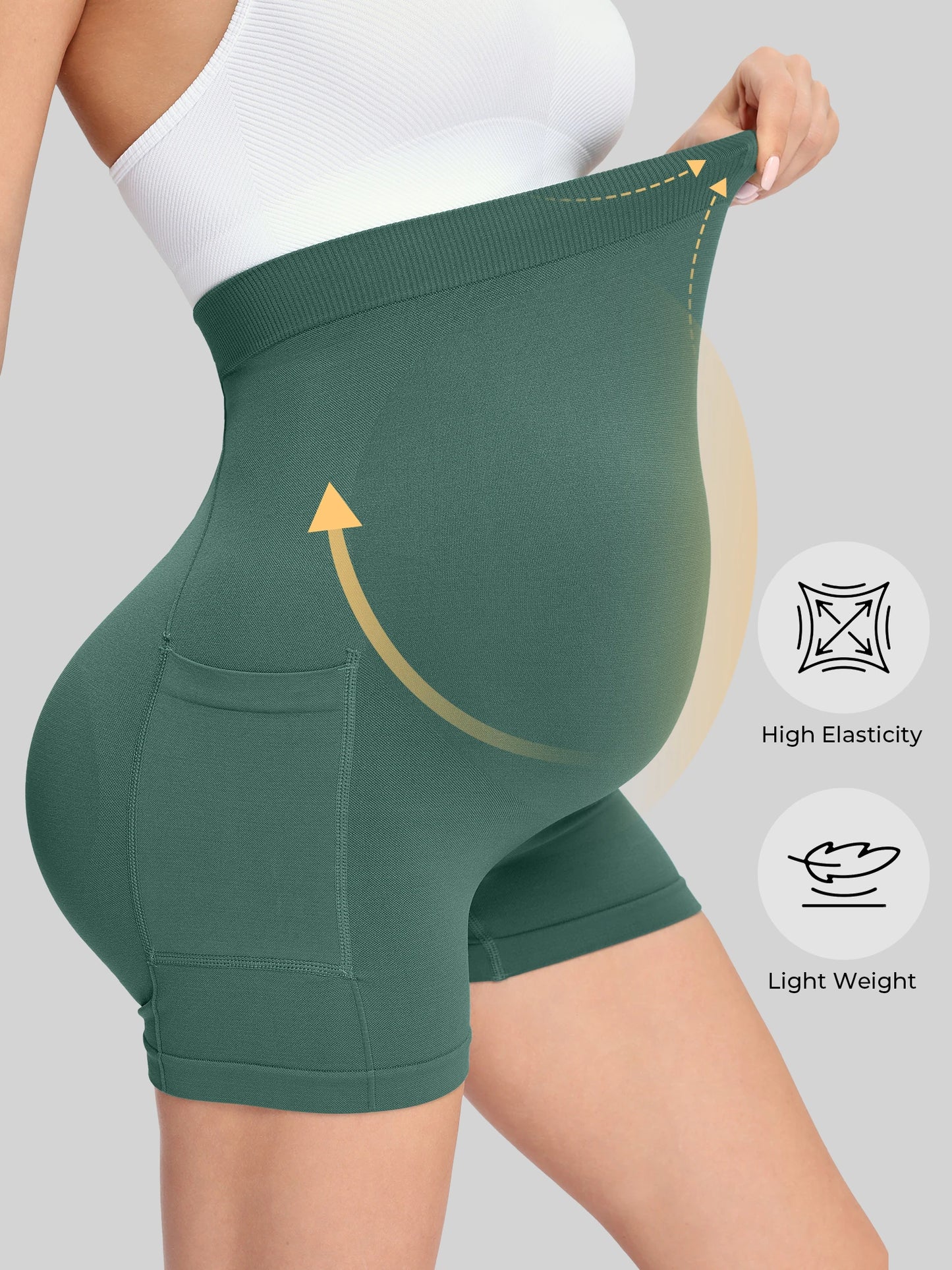Maternity Yoga Shorts With High Waist Support And Pockets