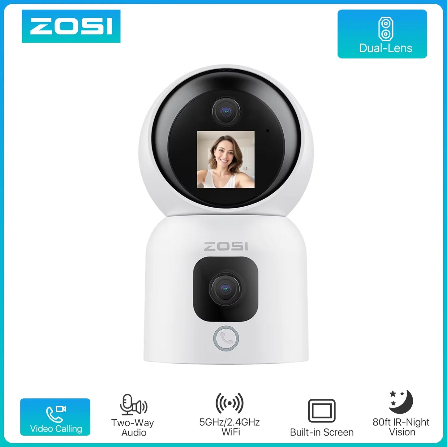 ZOSI 360 Smart Home Security Camera with AI Auto Tracking
