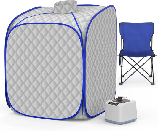 Portable Home Steam Sauna Tent with 9-Level Heating, Fast Warm-Up & Folding Chair for Relaxation and Detox