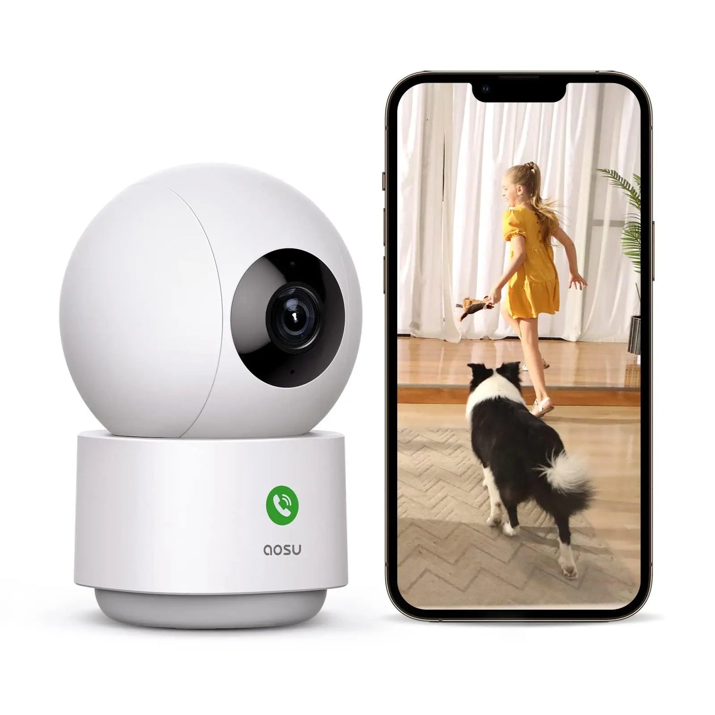 AOSU 3MP Wire-Free Solar Indoor Security Camera With Two-Way Audio