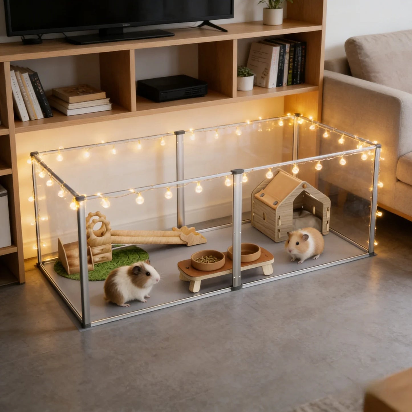 NONECN Clear Acrylic Hamster Play Pen 6 Panels Enclosure