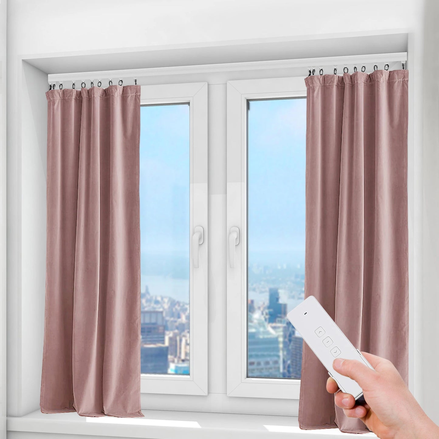 Smart Motorized Curtain Track 2.16-4.2m, WiFi Alexa Google Home App Control, Electric Silent Curtain Rail with Remote