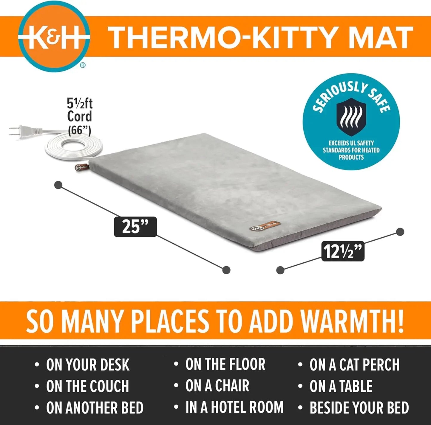 Heated Cat Bed Pad For Indoor Cats Thermostatic Control