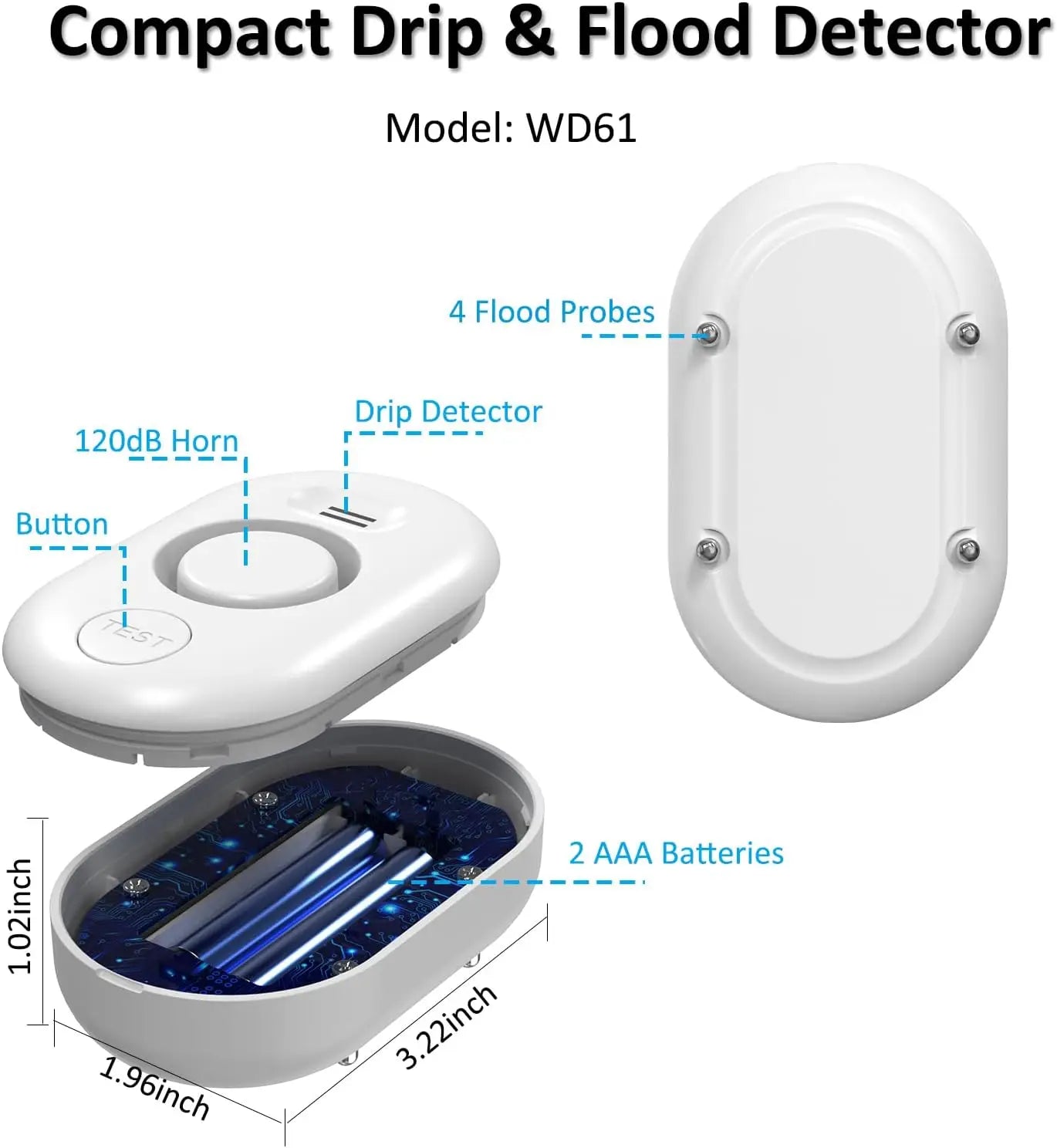 Smart WiFi Water Leak Detector With App Alerts